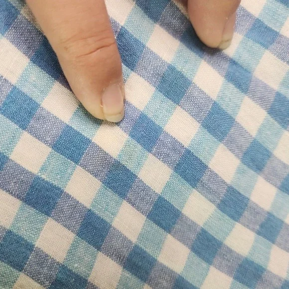 Jos A Bank 100% Linen Shirt Mens‎ XL Blue checkered button up Long Sleeve - Picture 6 of 6